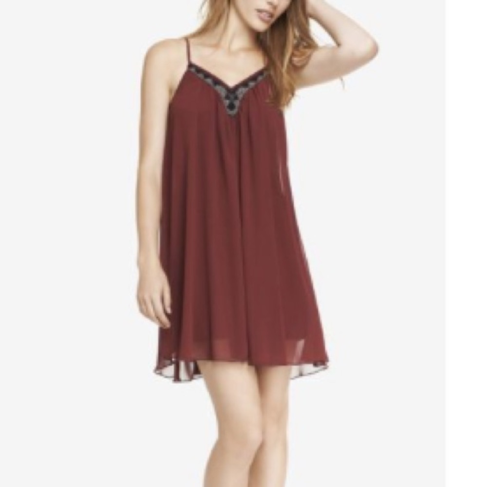 Express Burgundy Beaded Dress
